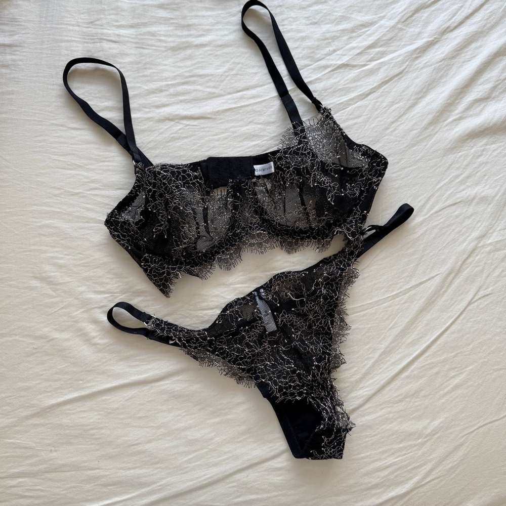 Black Sheer Lace Bra Set